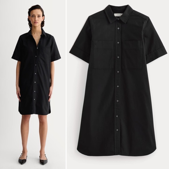 Everlane Dresses & Skirts - Everlane Oxford Linen Shirt Dress Black Size Large Relaxed Fit Knee Length New
